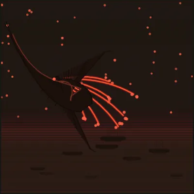 Hero scene of a serpentine dragon silhouette sweeping over dark water, dragonfire arcing toward a low fleet
