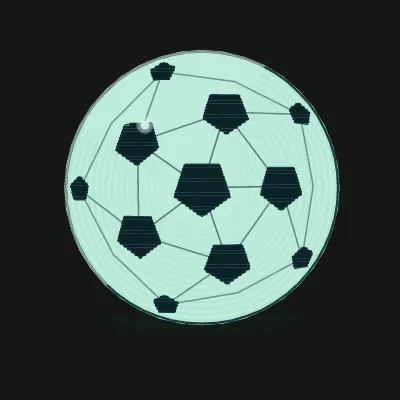 Procedural drawing of the classic soccer ball polyhedron, dark pentagons among hexagons foreshortening over a sphere
