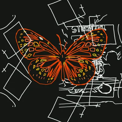 Monarch butterfly on my sacred altar — traced + layered + kalidescope | so cool! XD